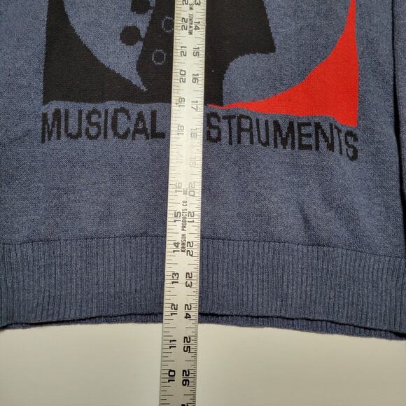 Fender Guitar Lucky Brand Logo Sweatshirt Medium Sweater Men's Blue Long Sleeve - Picture 10 of 10